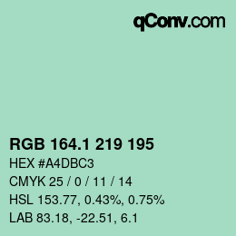 カラーコード: RGB 164.1 219 195 | qconv.com