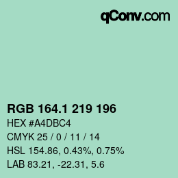 カラーコード: RGB 164.1 219 196 | qconv.com