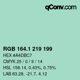 カラーコード: RGB 164.1 219 199 | qconv.com