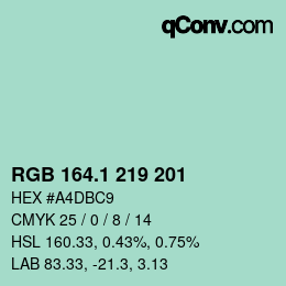 Color code: RGB 164.1 219 201 | qconv.com