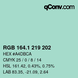 Color code: RGB 164.1 219 202 | qconv.com