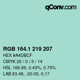 Color code: RGB 164.1 219 207 | qconv.com