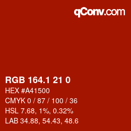 カラーコード: RGB 164.1 21 0 | qconv.com