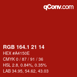 カラーコード: RGB 164.1 21 14 | qconv.com