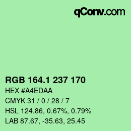 カラーコード: RGB 164.1 237 170 | qconv.com