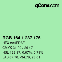 カラーコード: RGB 164.1 237 175 | qconv.com