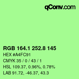 カラーコード: RGB 164.1 252.8 145 | qconv.com