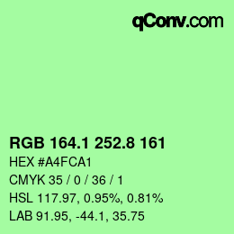 カラーコード: RGB 164.1 252.8 161 | qconv.com
