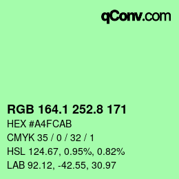 カラーコード: RGB 164.1 252.8 171 | qconv.com