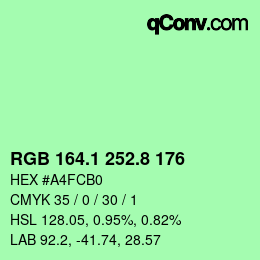 カラーコード: RGB 164.1 252.8 176 | qconv.com