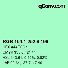 カラーコード: RGB 164.1 252.8 199 | qconv.com
