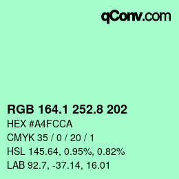 カラーコード: RGB 164.1 252.8 202 | qconv.com