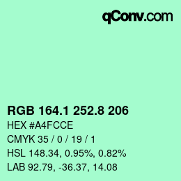 カラーコード: RGB 164.1 252.8 206 | qconv.com