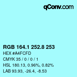 Código de color: RGB 164.1 252.8 253 | qconv.com