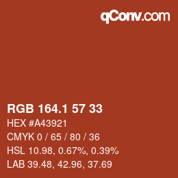 カラーコード: RGB 164.1 57 33 | qconv.com