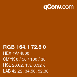 Color code: RGB 164.1 72.8 0 | qconv.com