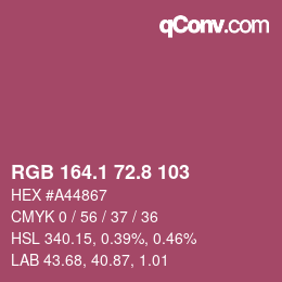 カラーコード: RGB 164.1 72.8 103 | qconv.com