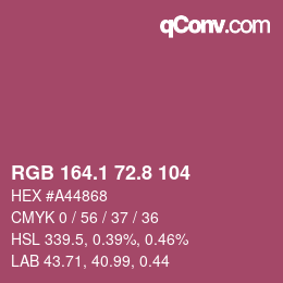 カラーコード: RGB 164.1 72.8 104 | qconv.com