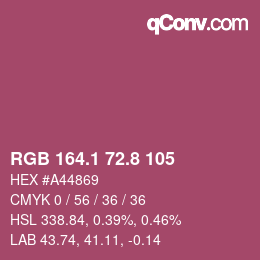 カラーコード: RGB 164.1 72.8 105 | qconv.com