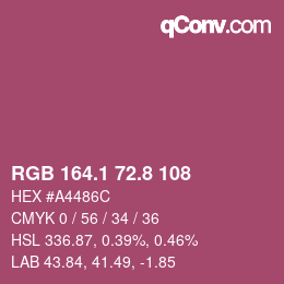 カラーコード: RGB 164.1 72.8 108 | qconv.com