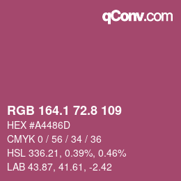 カラーコード: RGB 164.1 72.8 109 | qconv.com