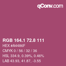 カラーコード: RGB 164.1 72.8 111 | qconv.com