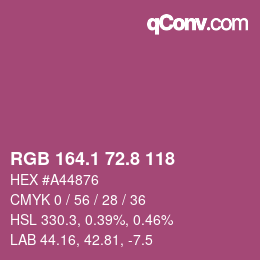 カラーコード: RGB 164.1 72.8 118 | qconv.com