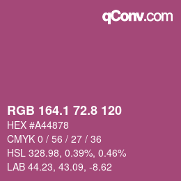 カラーコード: RGB 164.1 72.8 120 | qconv.com