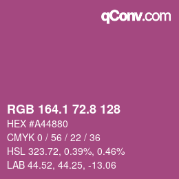 カラーコード: RGB 164.1 72.8 128 | qconv.com