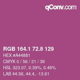 カラーコード: RGB 164.1 72.8 129 | qconv.com