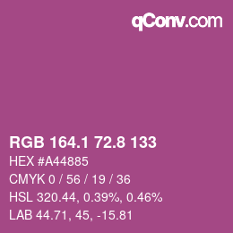 カラーコード: RGB 164.1 72.8 133 | qconv.com