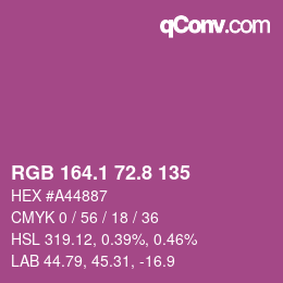カラーコード: RGB 164.1 72.8 135 | qconv.com