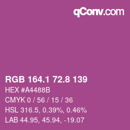 カラーコード: RGB 164.1 72.8 139 | qconv.com