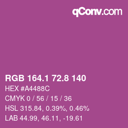 カラーコード: RGB 164.1 72.8 140 | qconv.com