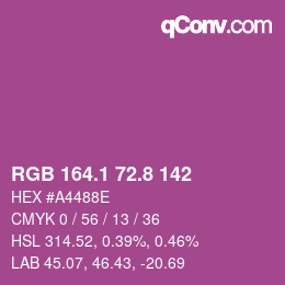カラーコード: RGB 164.1 72.8 142 | qconv.com