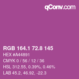 カラーコード: RGB 164.1 72.8 145 | qconv.com