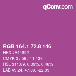 カラーコード: RGB 164.1 72.8 146 | qconv.com