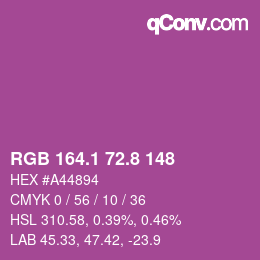カラーコード: RGB 164.1 72.8 148 | qconv.com