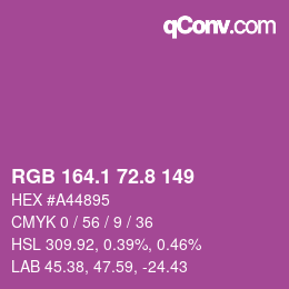 カラーコード: RGB 164.1 72.8 149 | qconv.com