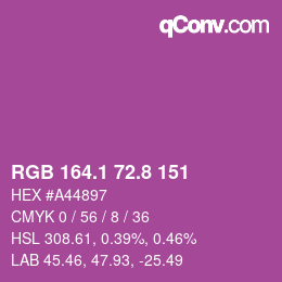 カラーコード: RGB 164.1 72.8 151 | qconv.com