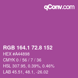 カラーコード: RGB 164.1 72.8 152 | qconv.com
