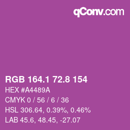カラーコード: RGB 164.1 72.8 154 | qconv.com
