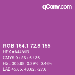 カラーコード: RGB 164.1 72.8 155 | qconv.com