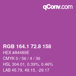 カラーコード: RGB 164.1 72.8 158 | qconv.com
