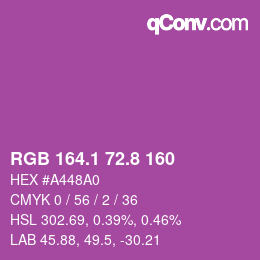 カラーコード: RGB 164.1 72.8 160 | qconv.com
