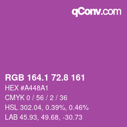 カラーコード: RGB 164.1 72.8 161 | qconv.com