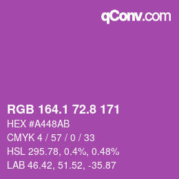 カラーコード: RGB 164.1 72.8 171 | qconv.com