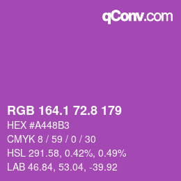 カラーコード: RGB 164.1 72.8 179 | qconv.com