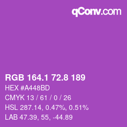 カラーコード: RGB 164.1 72.8 189 | qconv.com