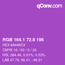 カラーコード: RGB 164.1 72.8 196 | qconv.com